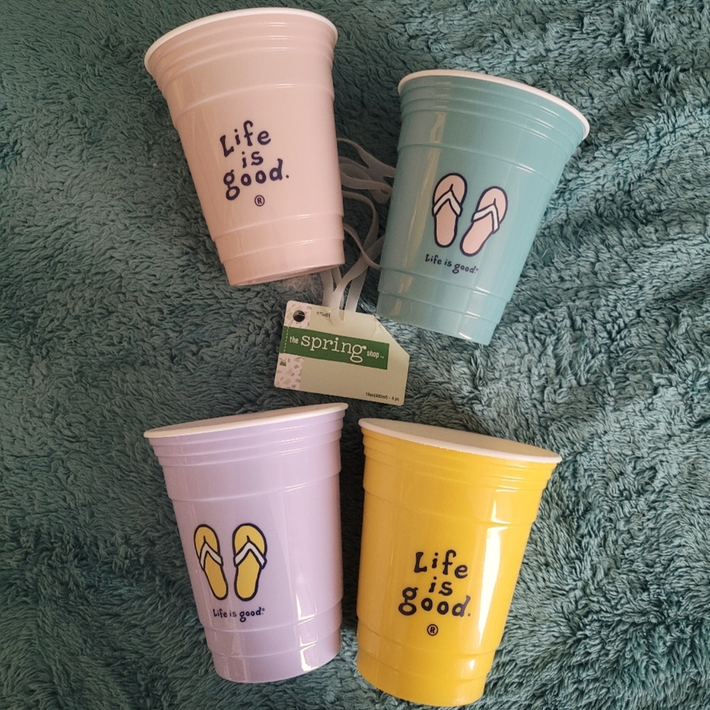 Set of 4 Life is Good Insulated Cups